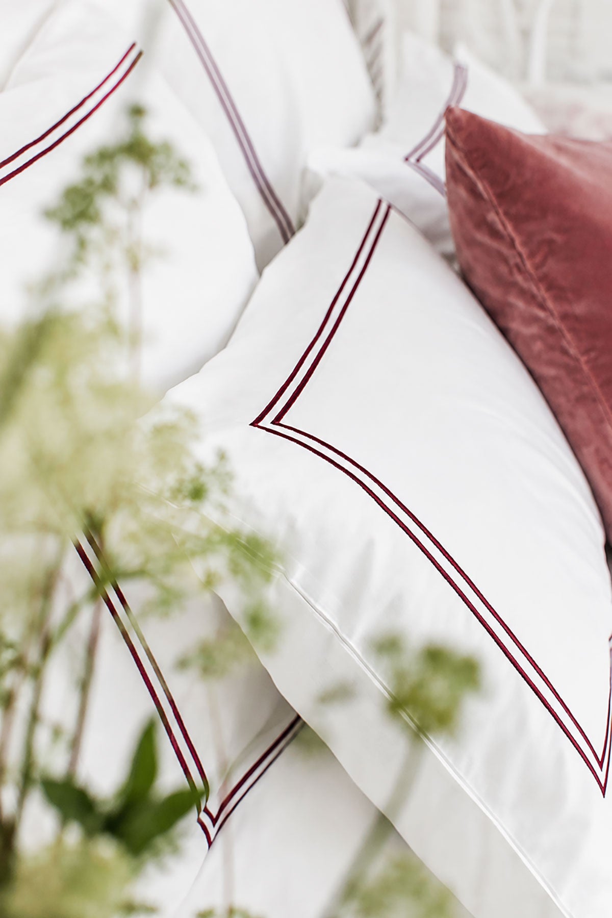 Red 2 Row Cord 400TC Pillowcases by Beaumont & Brown