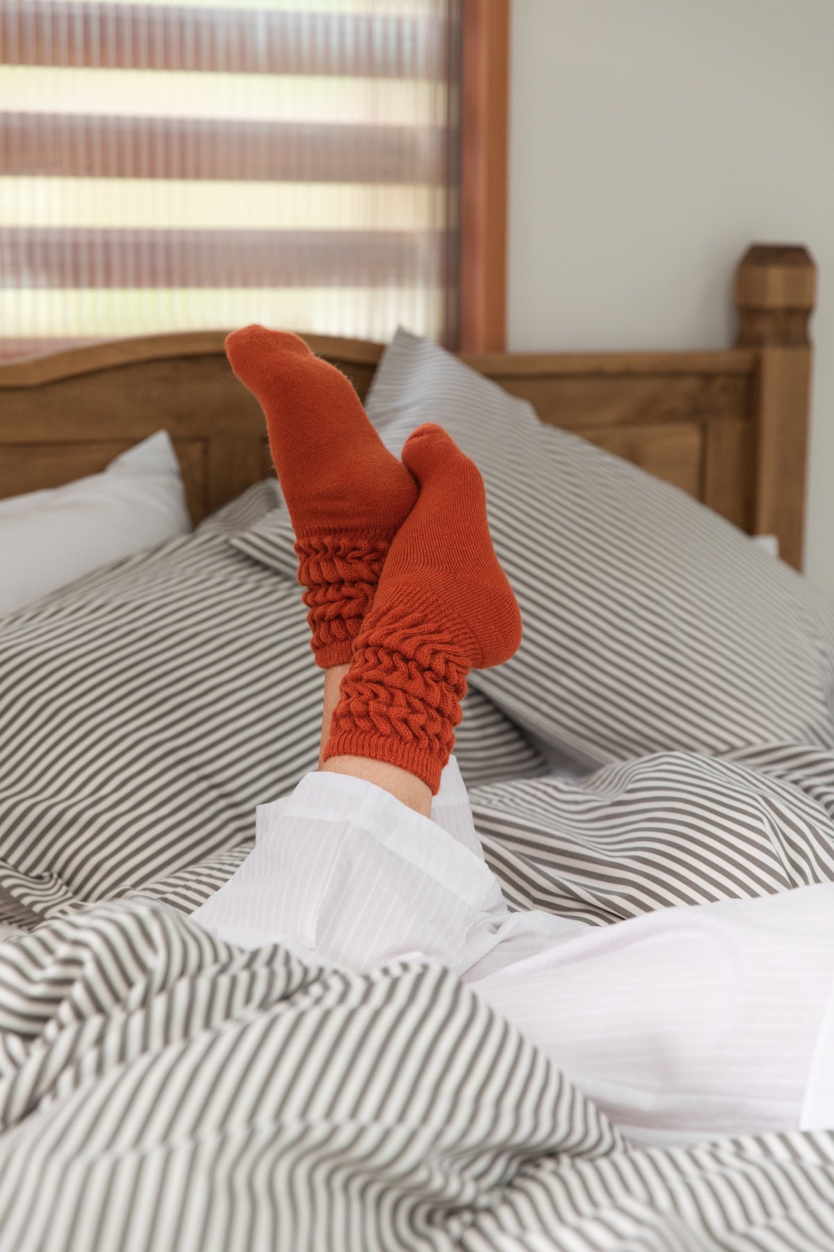 Alpaca Fleece Bed Socks- Burnt Sienna