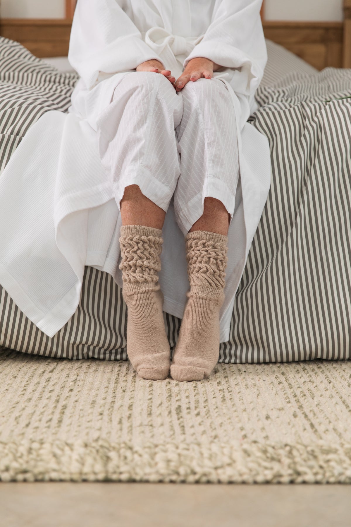 Alpaca Fleece Bed Socks- Cashmere