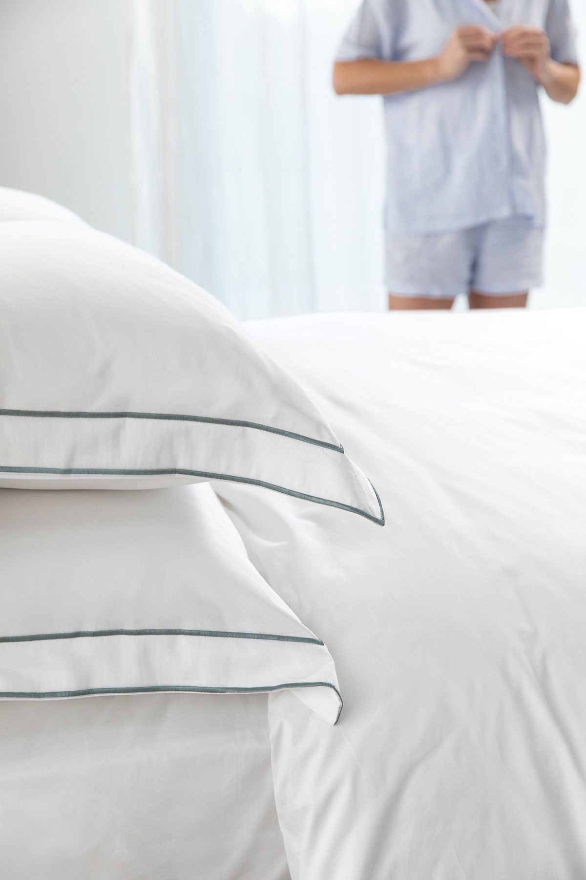 Mist Blue Frame 400TC Bedding by Beaumont & Brown