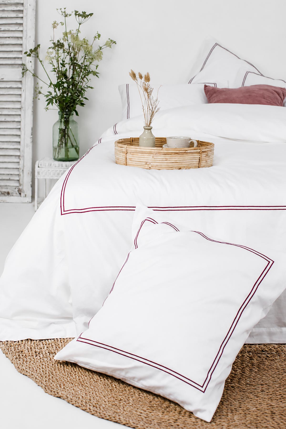 Red 2 Row Cord 400TC Pillowcases by Beaumont & Brown