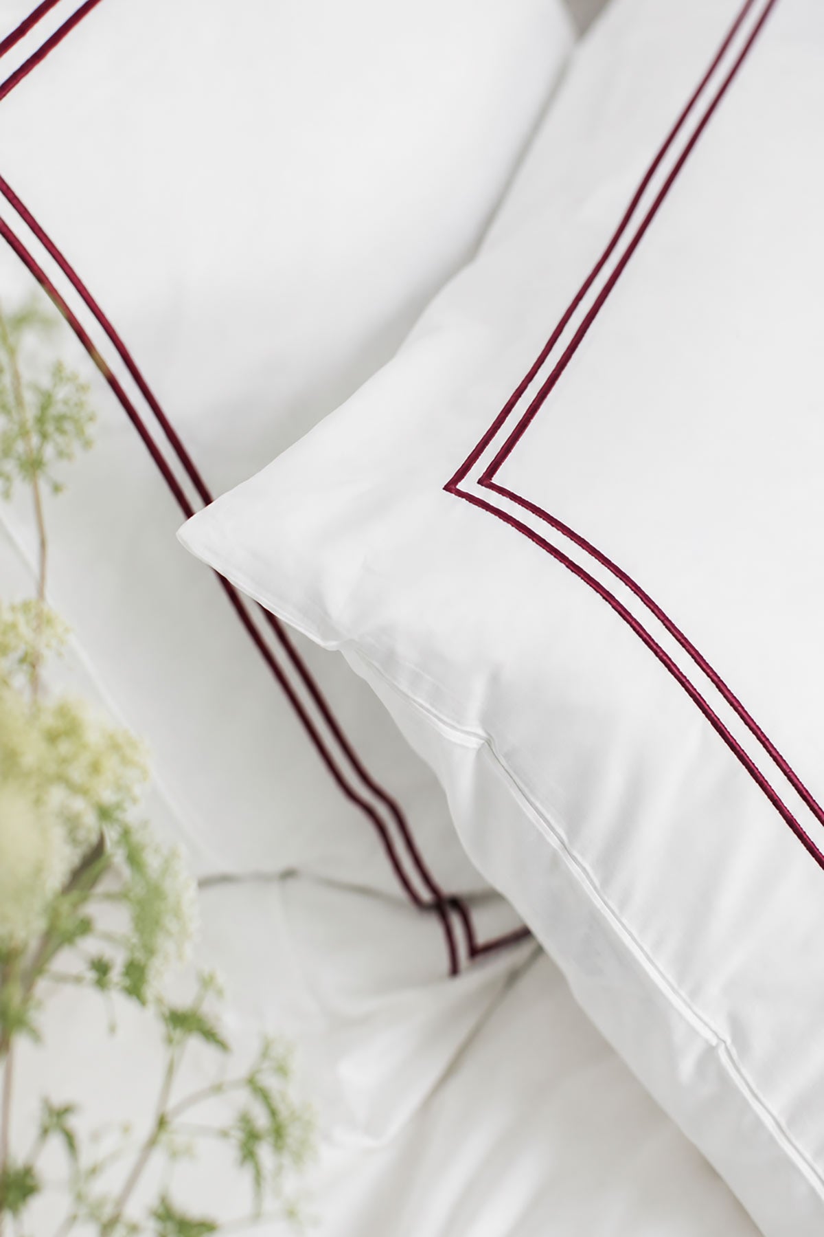 Red 2 Row Cord 400TC Pillowcases by Beaumont & Brown