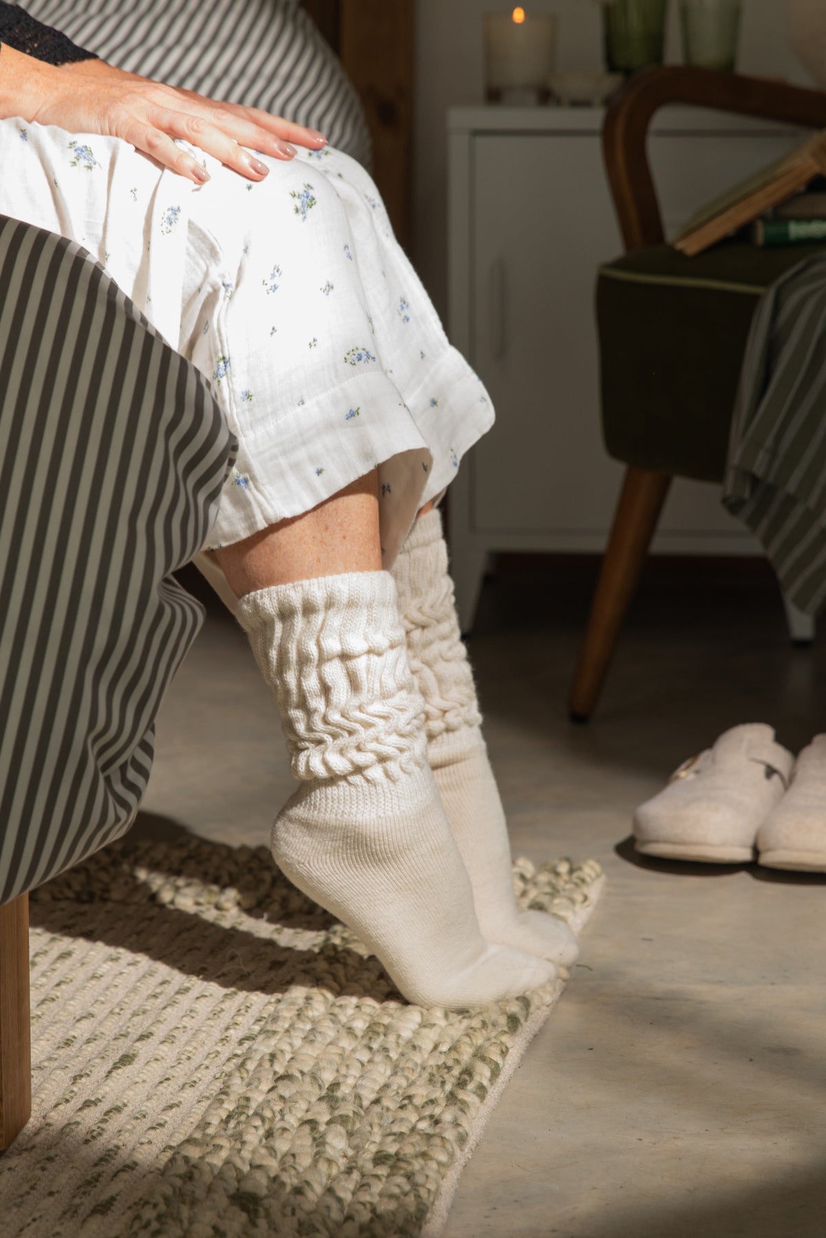 Alpaca Fleece Bed Socks- Cornsilk