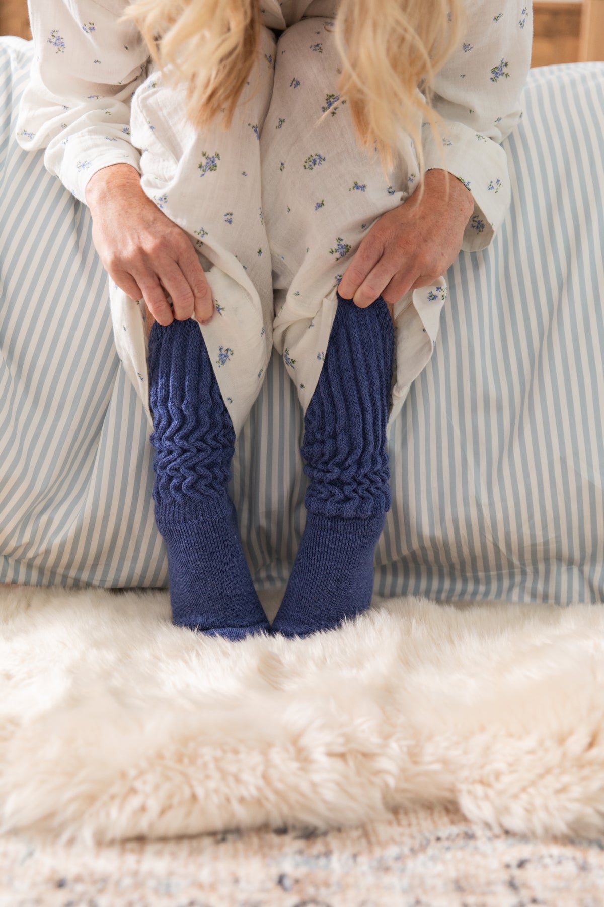 Alpaca Bed Socks- Woad
