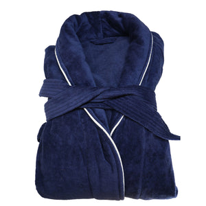 Blue Hooded Bath Robe from Beaumont & Brown