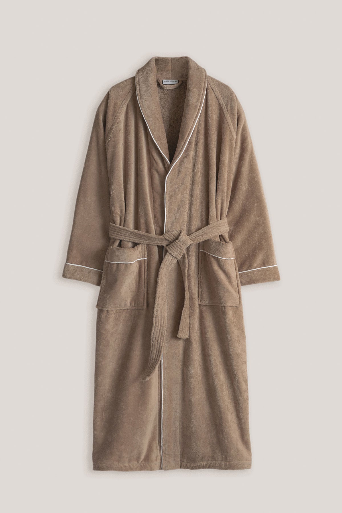 Latte Collared Bath Robe by Beaumont & Brown