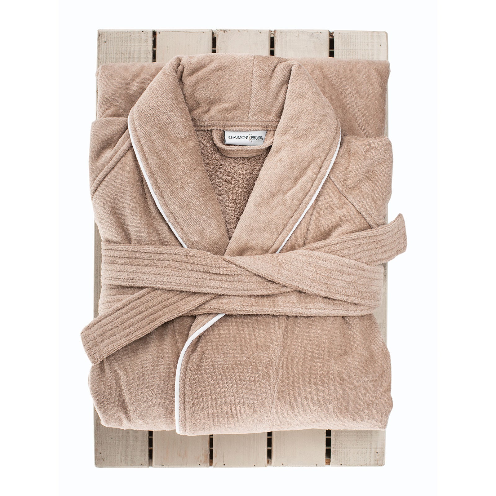 Latte Collared Bath Robe Beaumont Brown - Main Image