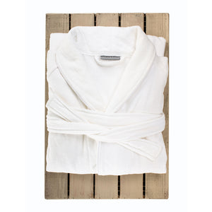 White Collared Towelling Bath Robe by Beaumont & Brown